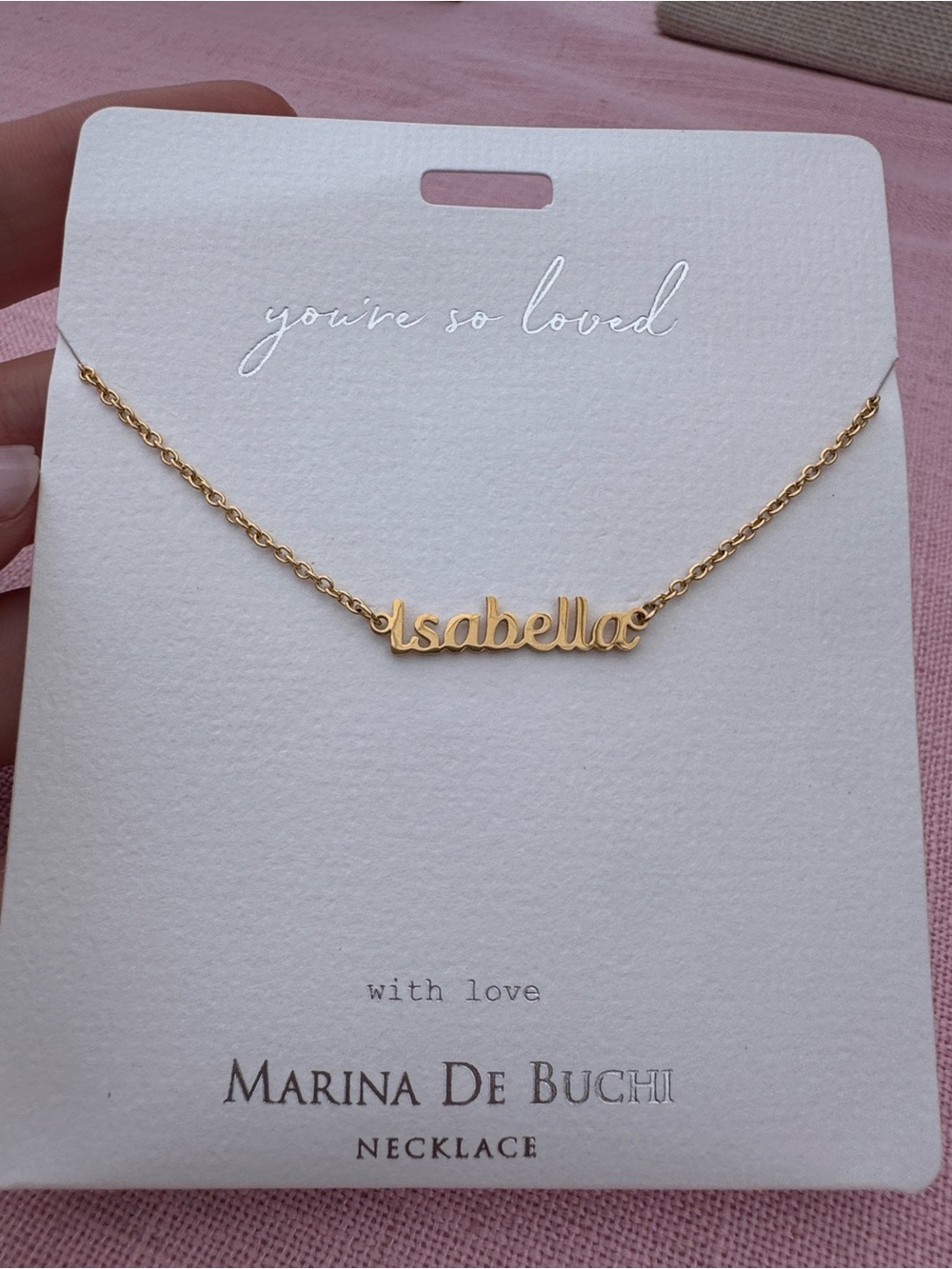 Gold 'Isabella' Script Name Necklace